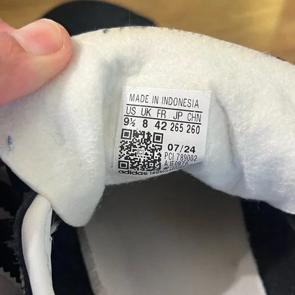 Women’s adidas Gazelle Black Suede Sneakers with White Stripes - Picture 6 of 7